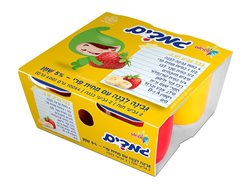 שטראוס- גמדים גבינה לבנה עם מחית פרי 2 תות 2 בננה